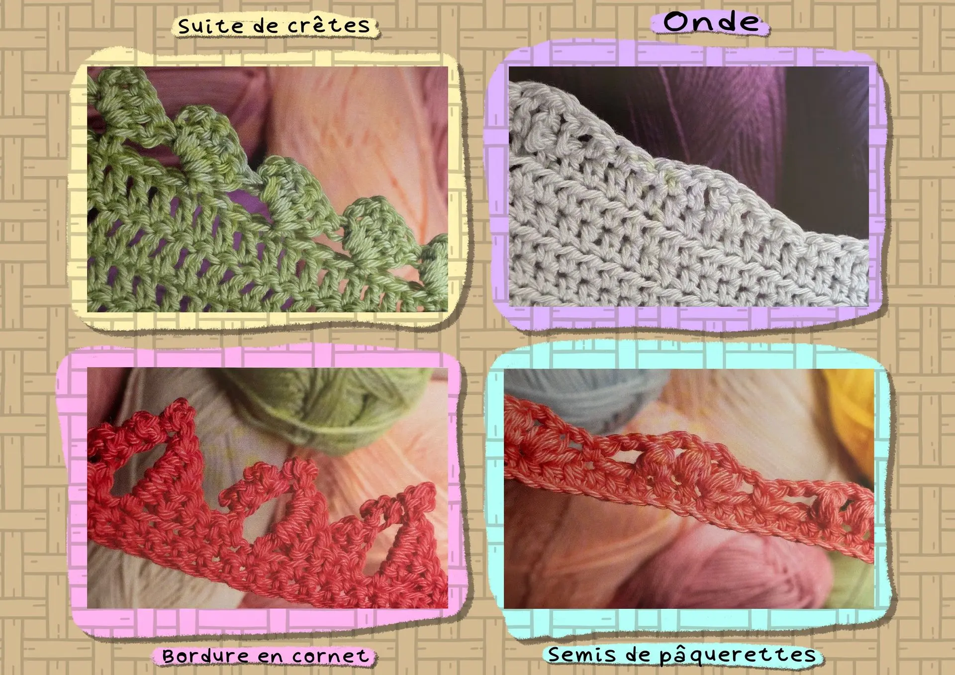 Image montrant différentes bordure au crochet 