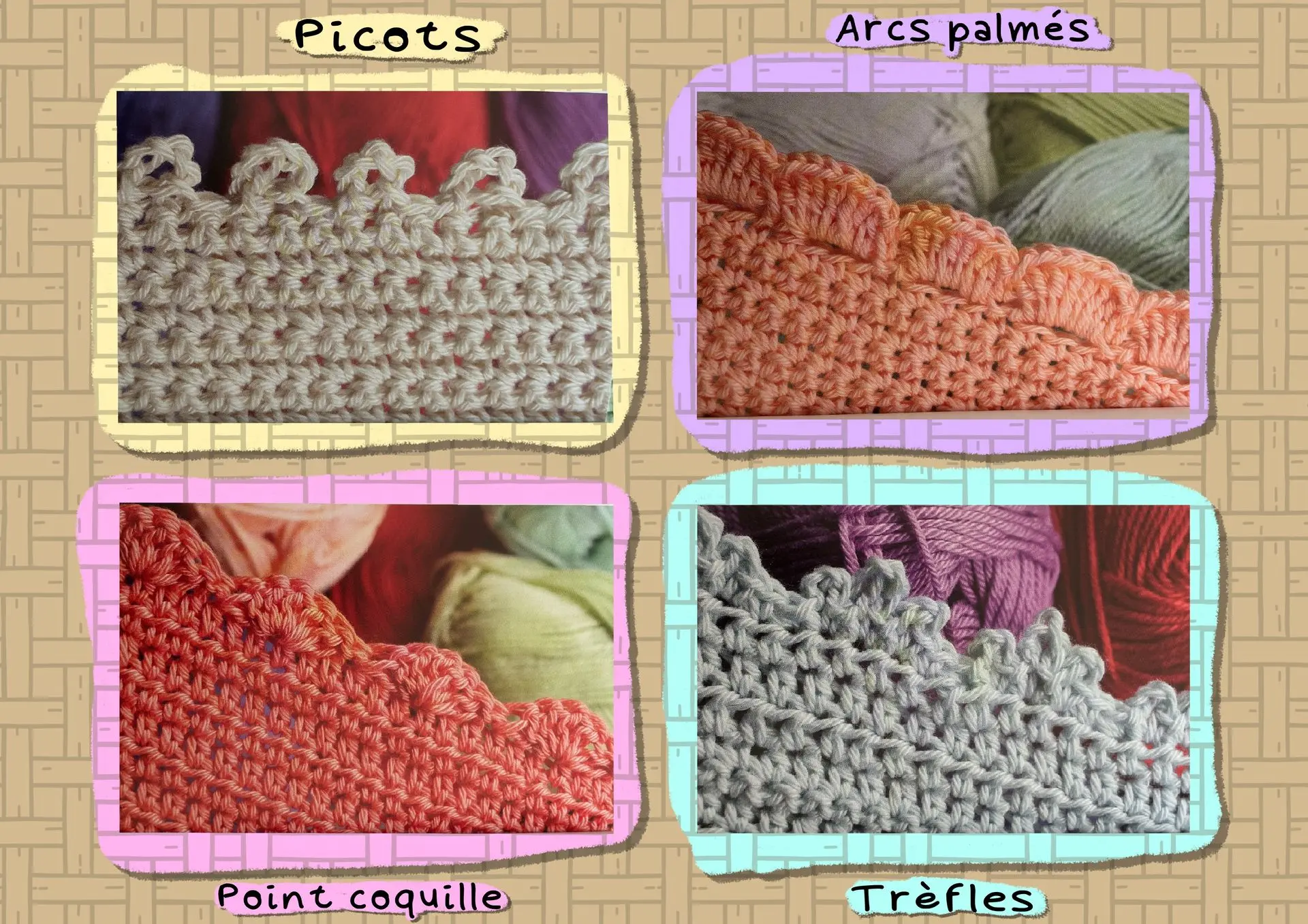 Image montrant différentes bordure au crochet 