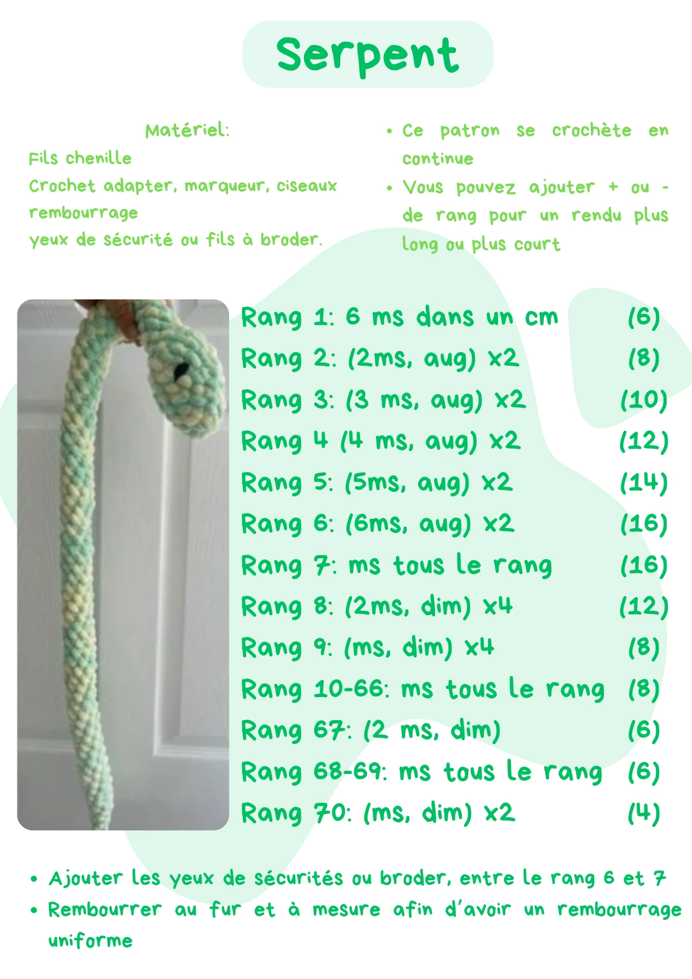 Tutoriel serpent au crochet