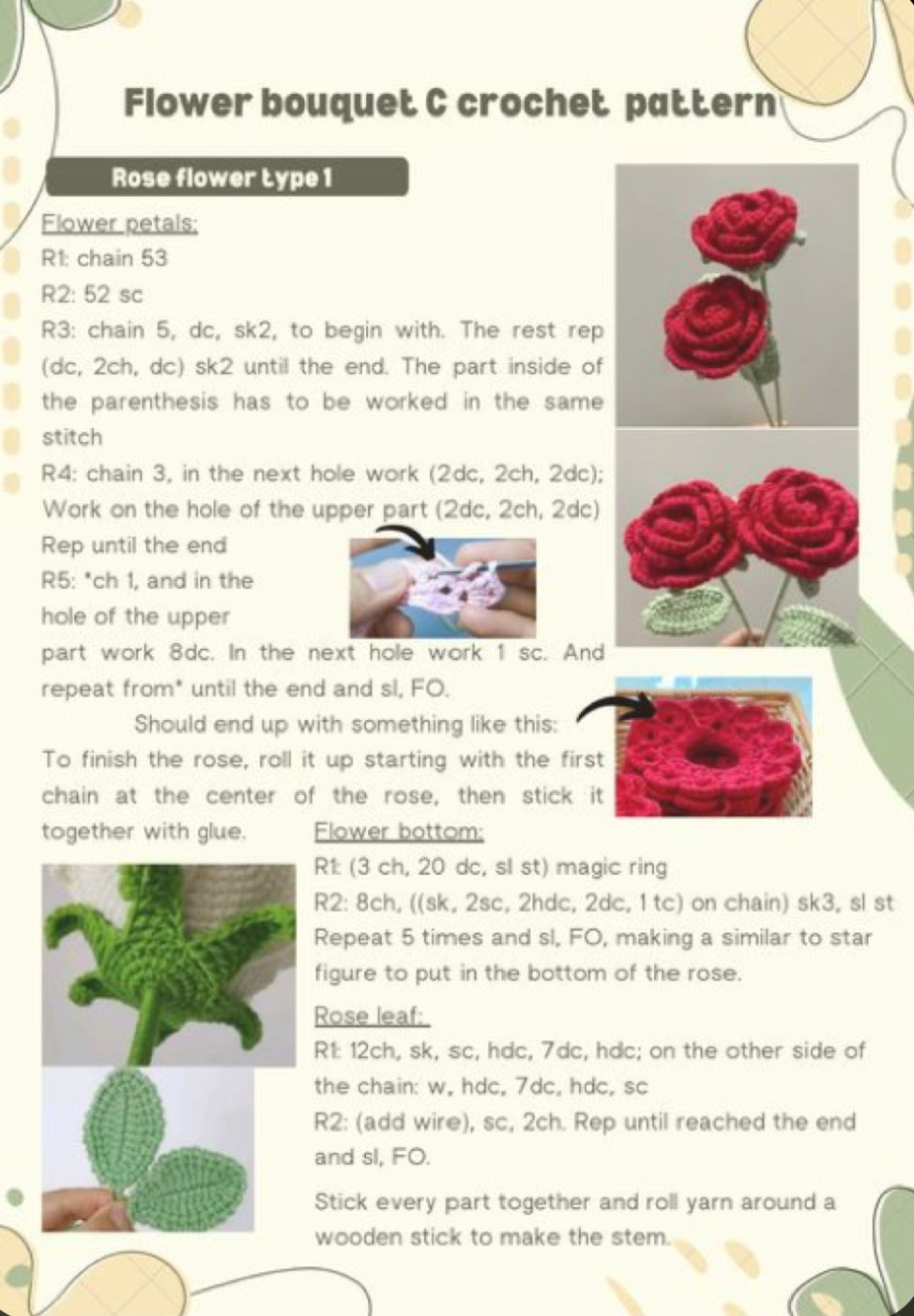 Tutoriel fleurs/feuilles au crochet