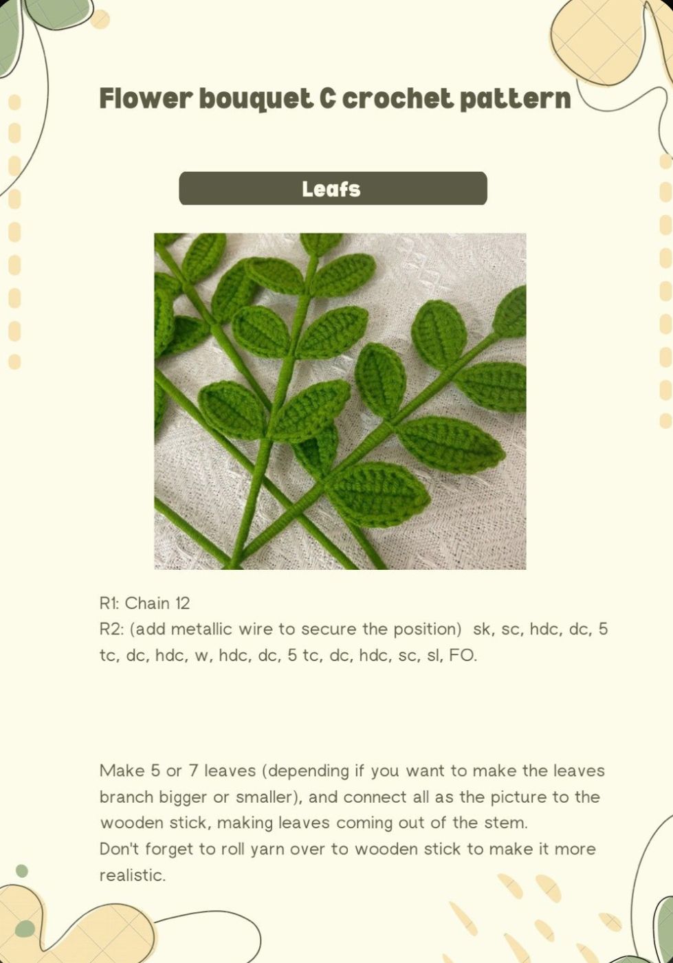 Tutoriel fleurs/feuilles au crochet